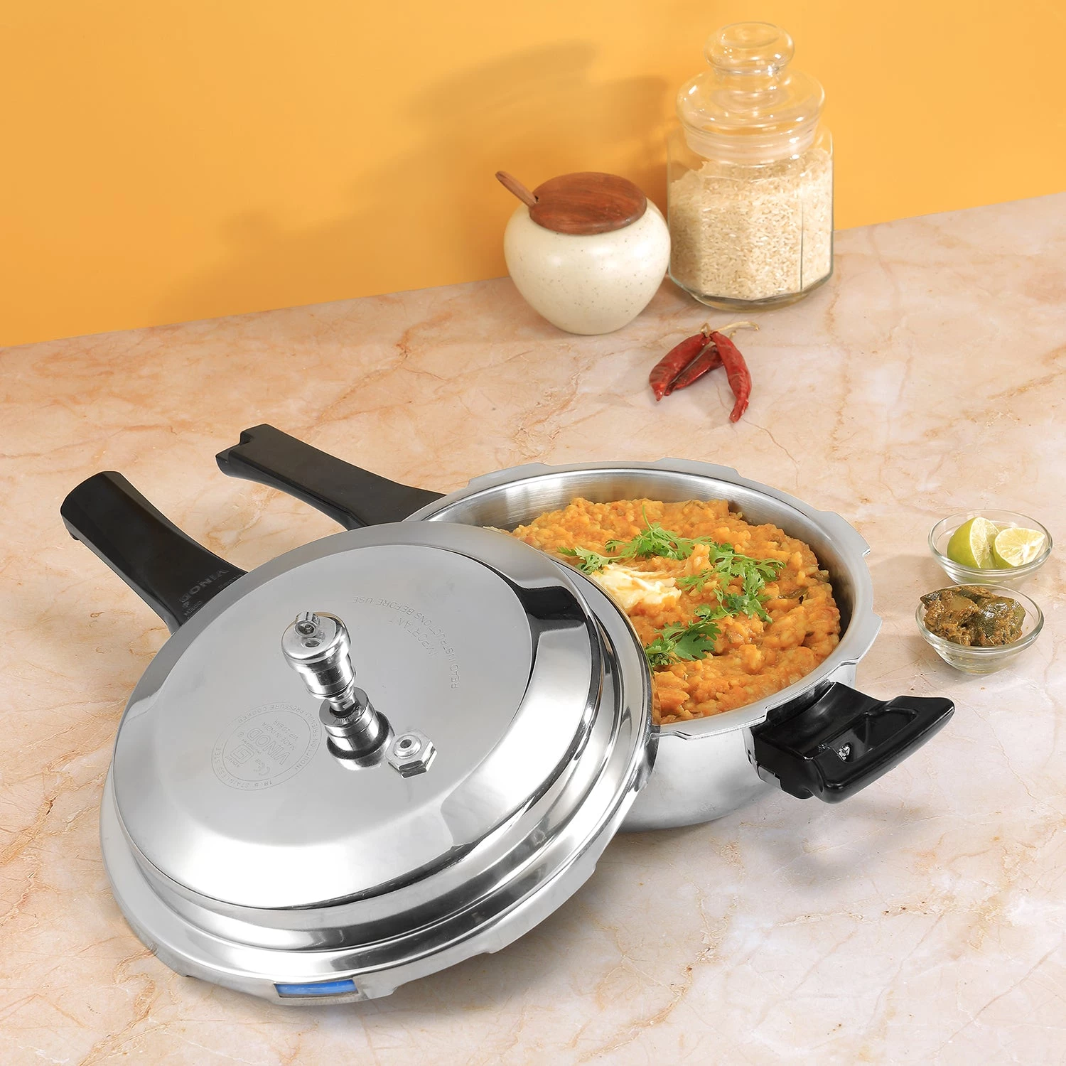 Vinod Cookware Vinod Platinum Triply Deep Pan Pressure Cooker (Induction Friendly) 1 Vinod Cookware Vinod Platinum Triply Deep Pan Pressure Cooker (Induction Friendly)