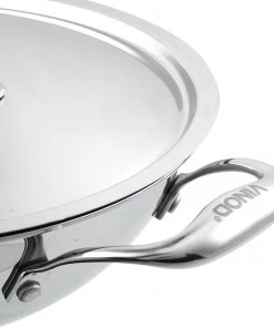 Vinod Cookware Vinod Platinum Triply Stainless Steel Kadai With Lid Cookware