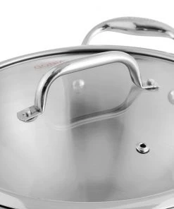 Vinod Cookware Cookware Vinod Platinum Triply Stainless Steel Extra Deep Kadai With Lid