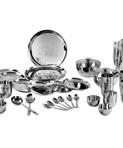Vinod Cookware Kraft Stainlesss Steel Pattern Dinner Set 41 Pc Kraft Serveware