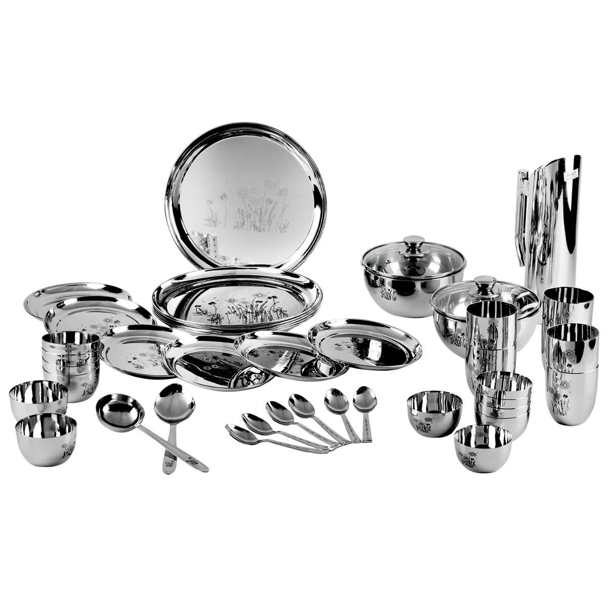 Vinod Cookware Kraft Stainlesss Steel Pattern Dinner Set 41 Pc Kraft Serveware 2 Vinod Cookware Kraft Stainlesss Steel Pattern Dinner Set 41 Pc Kraft Serveware