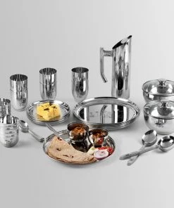 Vinod Cookware Kraft Stainlesss Steel Pattern Dinner Set 41 Pc Kraft Serveware