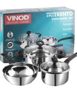 Vinod Cookware Vinod Stainless Steel Trento Cookware Set - 3 Pc (Induction Friendly) 15 Vinod Cookware Vinod Stainless Steel Trento Cookware Set - 3 Pc (Induction Friendly)