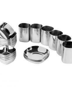 Vinod Cookware Kraft Stainlesss Steel Qubic Dinner - Lunch Set 55 Pc