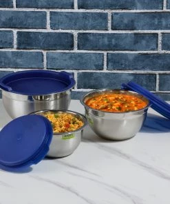 Vinod Cookware Vinod - Kraft Stainless Steel Serve And Storage Set - 3 Pc Kraft Serveware