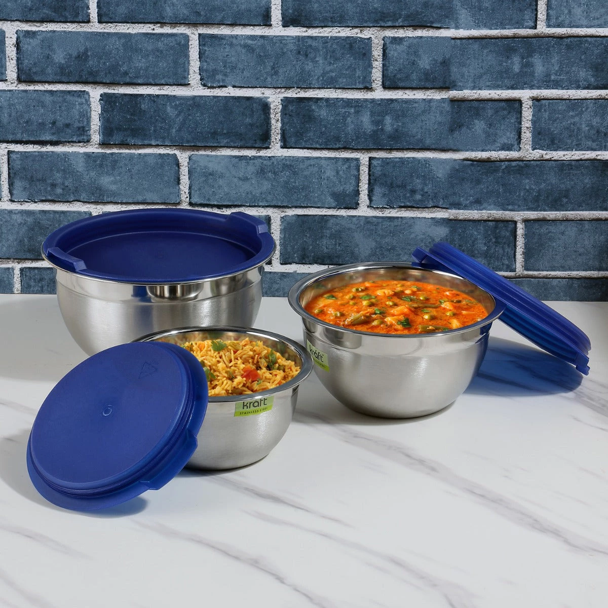 Vinod Cookware Vinod - Kraft Stainless Steel Serve And Storage Set - 3 Pc Kraft Serveware 1 Vinod Cookware Vinod - Kraft Stainless Steel Serve And Storage Set - 3 Pc Kraft Serveware