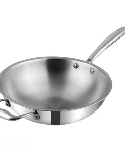 Vinod Cookware Vinod Platinum Triply Stainless Steel Wok - 26 Cm (Induction Friendly) Cookware