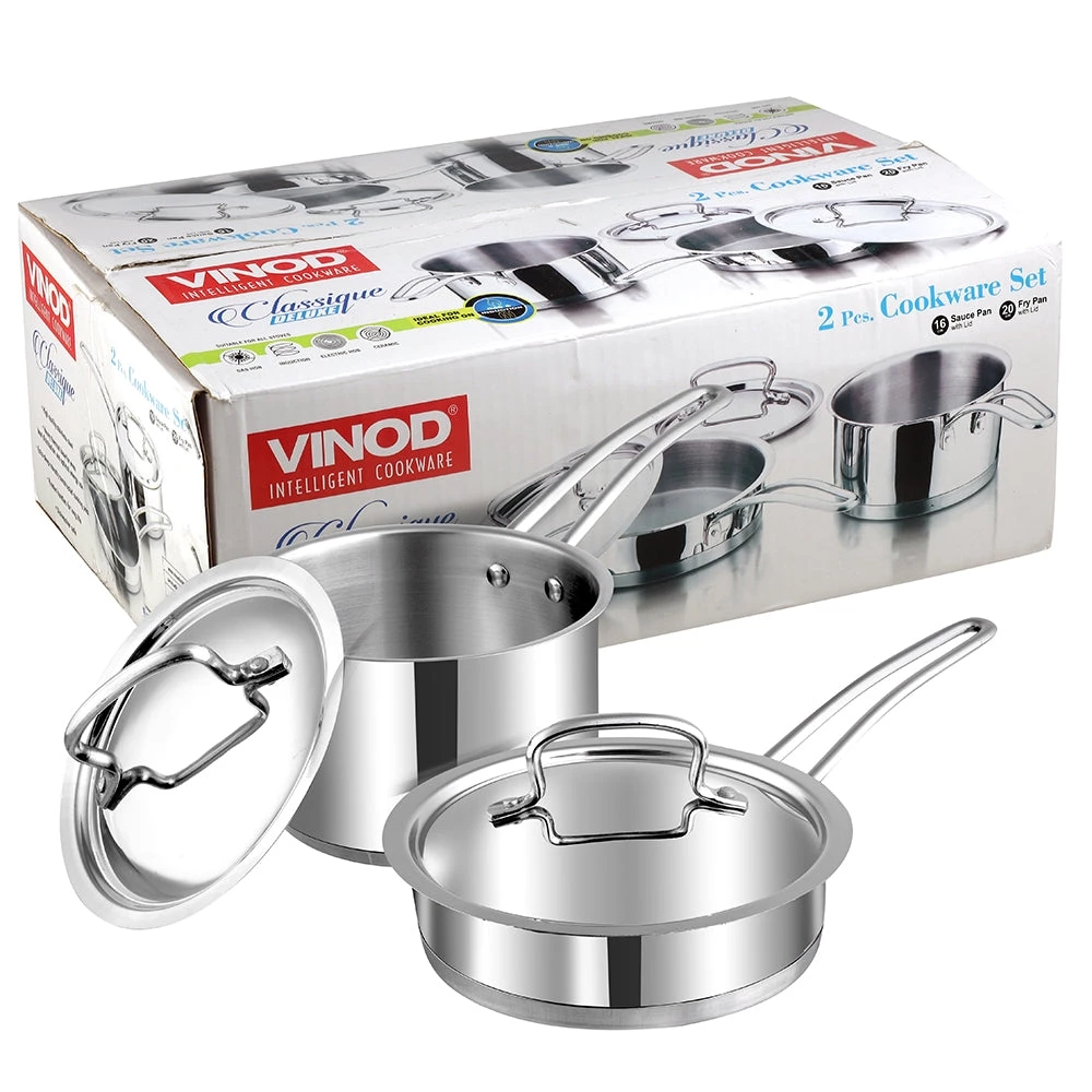 Vinod Cookware Vinod Stainless Steel Classique Deluxe Set (Induction Friendly) Cookware 6 Vinod Cookware Vinod Stainless Steel Classique Deluxe Set (Induction Friendly) Cookware