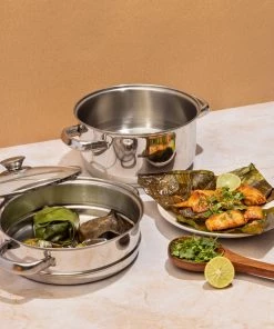 Vinod Cookware Vinod Stainless Steel 2 Tier Steamer With Lid (Induction Friendly) Cookware 16 Vinod Cookware Vinod Stainless Steel 2 Tier Steamer With Lid (Induction Friendly) Cookware