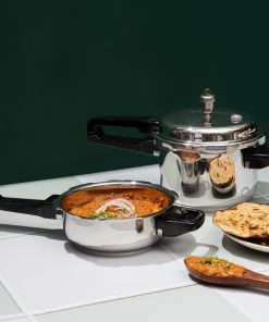 Vinod Cookware Pressure Cookers Vinod Combo Set - Regular Outer Lid Pressure Cooker With Deep Pan Pressure Cooker & Common Lid