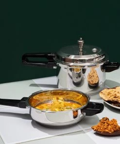 Vinod Cookware Pressure Cookers Vinod Combo Set - Regular Outer Lid Pressure Cooker With Deep Pan Pressure Cooker & Common Lid