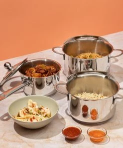 Vinod Cookware Cookware Vinod Stainless Steel Tuscany Combo Set With Lid (Induction Friendly)