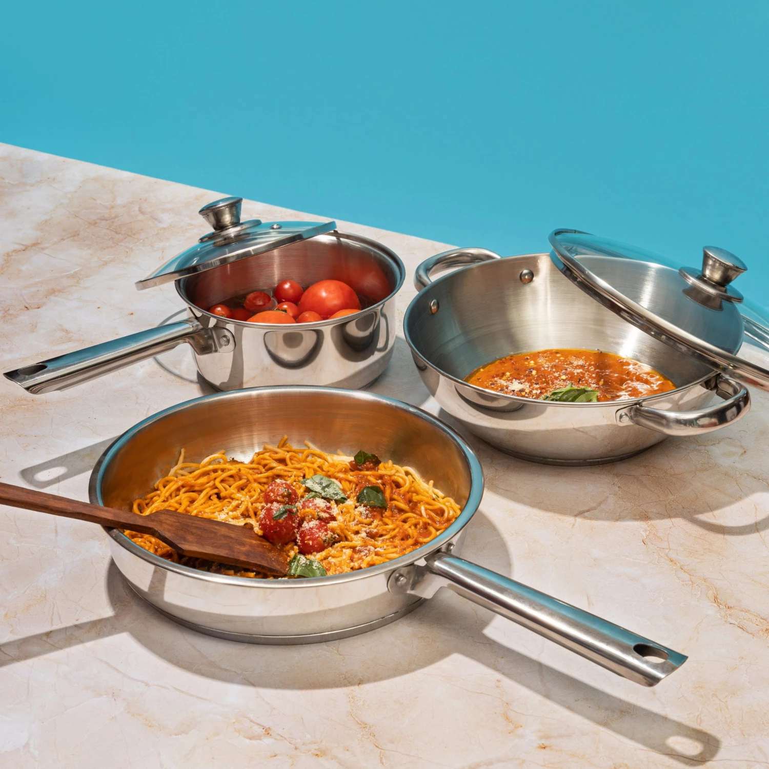 Vinod Cookware Vinod Stainless Steel Modena Cookware Set - 3 Piece (Induction Friendly) 1 Vinod Cookware Vinod Stainless Steel Modena Cookware Set - 3 Piece (Induction Friendly)
