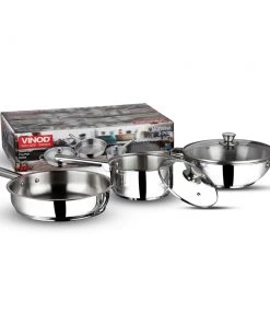 Vinod Cookware Vinod Stainless Steel Modena Cookware Set - 3 Piece (Induction Friendly) 25 Vinod Cookware Vinod Stainless Steel Modena Cookware Set - 3 Piece (Induction Friendly)
