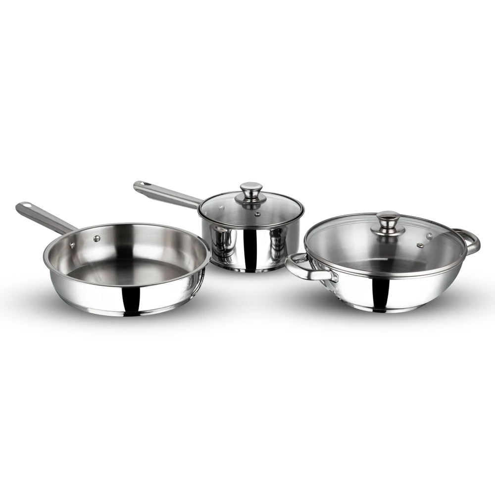 Vinod Cookware Vinod Stainless Steel Modena Cookware Set - 3 Piece (Induction Friendly) 2 Vinod Cookware Vinod Stainless Steel Modena Cookware Set - 3 Piece (Induction Friendly)