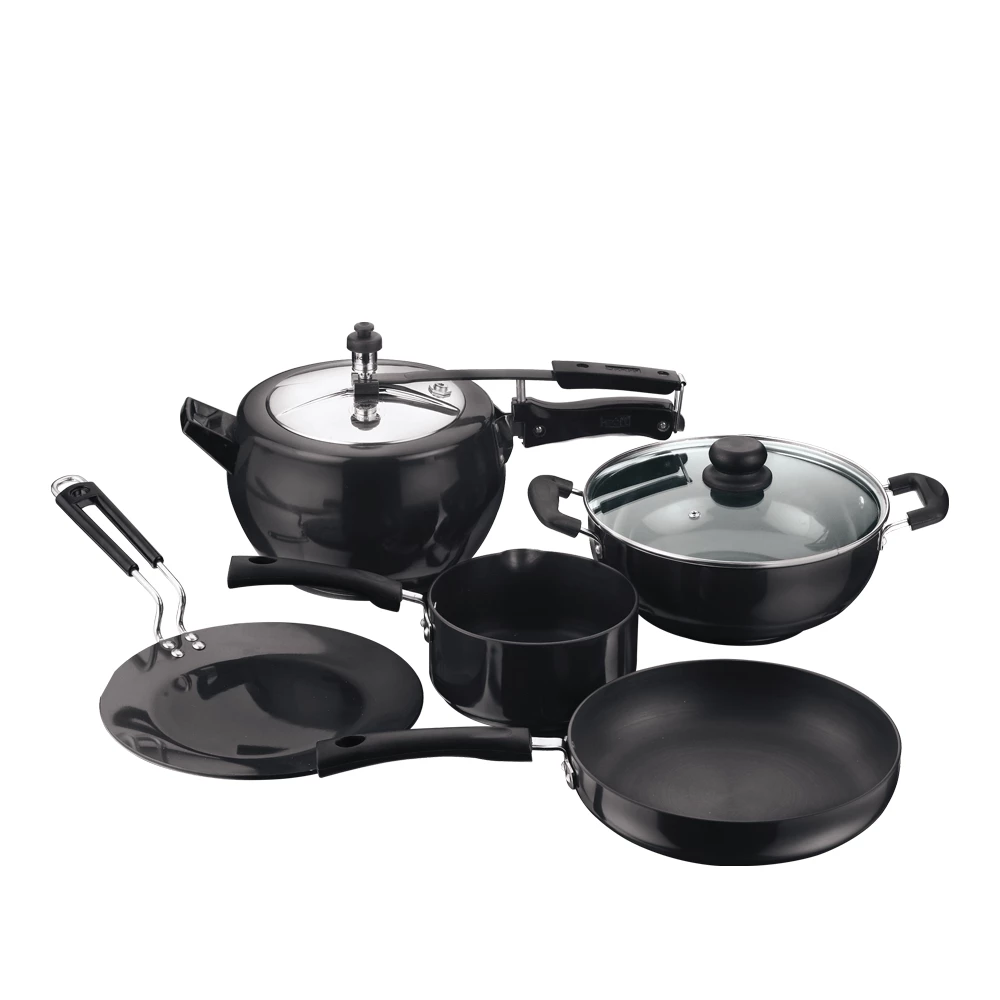 Vinod Cookware Vinod Hard Anodised Bridal Cookware Set - 5 Pieces (Induction Friendly) 1 Vinod Cookware Vinod Hard Anodised Bridal Cookware Set - 5 Pieces (Induction Friendly)