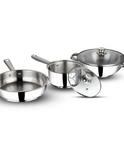 Vinod Cookware Vinod Stainless Steel Modena Cookware Set - 3 Piece (Induction Friendly) 17 Vinod Cookware Vinod Stainless Steel Modena Cookware Set - 3 Piece (Induction Friendly)