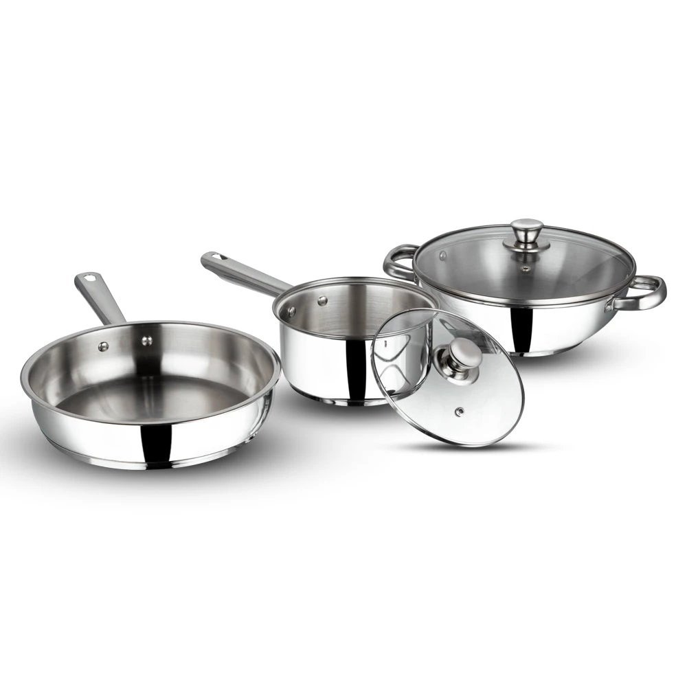 Vinod Cookware Vinod Stainless Steel Modena Cookware Set - 3 Piece (Induction Friendly) 5 Vinod Cookware Vinod Stainless Steel Modena Cookware Set - 3 Piece (Induction Friendly)