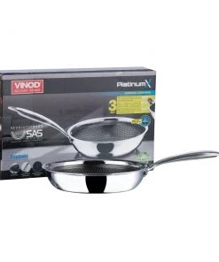Vinod Cookware Vinod Platinum Triply Stainless Steel X Fry Pan (Induction Friendly) Cookware 15 Vinod Cookware Vinod Platinum Triply Stainless Steel X Fry Pan (Induction Friendly) Cookware