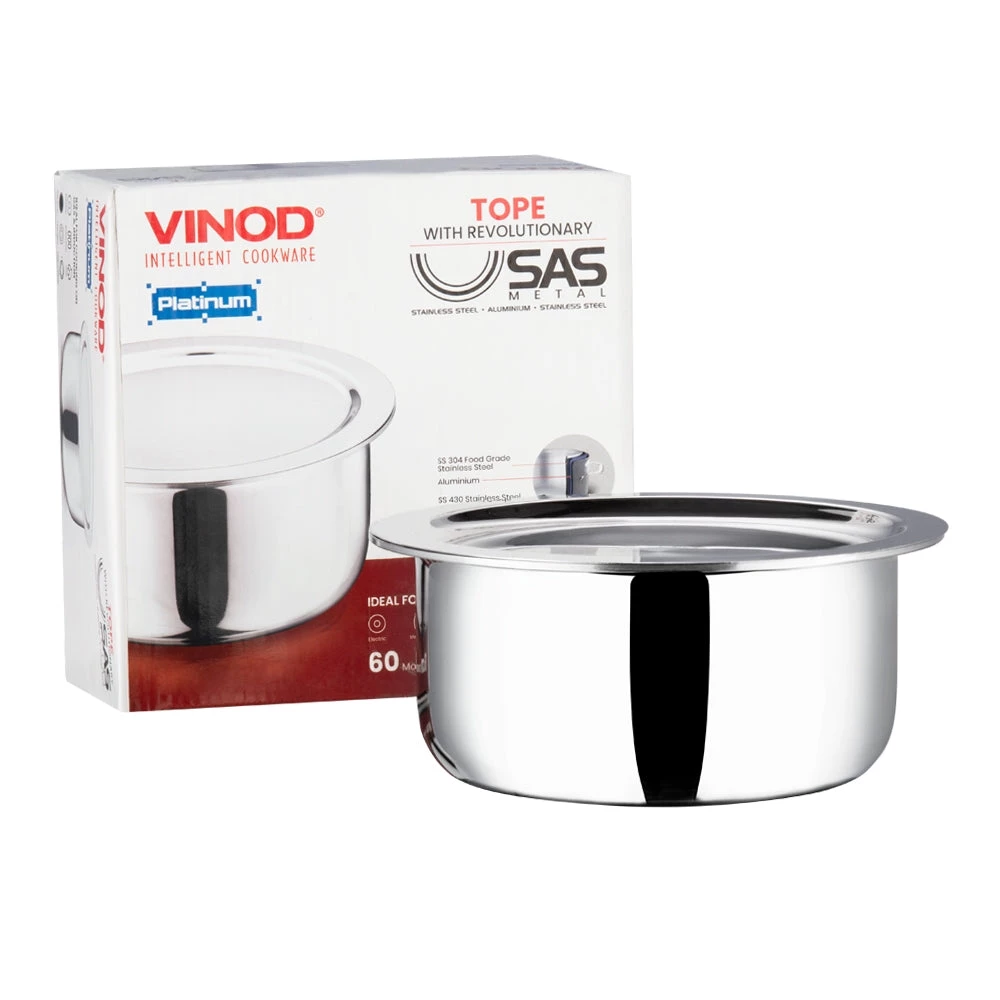 Vinod Cookware Vinod Platinum Triply Stainless Steel Tope With Lid (Induction Friendly) Cookware 4 Vinod Cookware Vinod Platinum Triply Stainless Steel Tope With Lid (Induction Friendly) Cookware