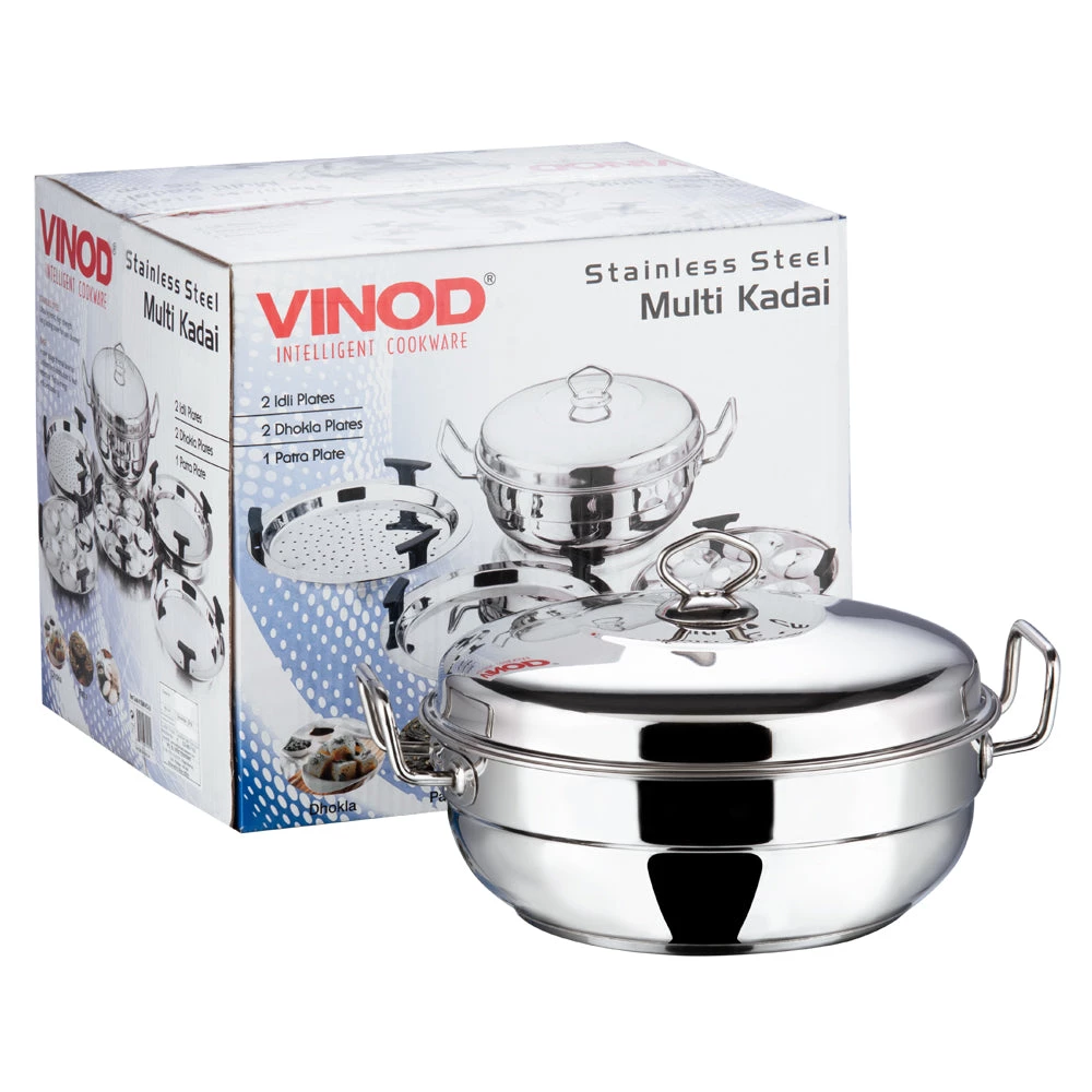 Vinod Cookware Cookware Vinod Stainless Steel Multi Kadai - 26 Cm (Induction Friendly) 6 Vinod Cookware Cookware Vinod Stainless Steel Multi Kadai - 26 Cm (Induction Friendly)