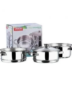 Vinod Cookware Vinod Stainless Steel 3 Tier Steamer Set (Induction Friendly) Cookware