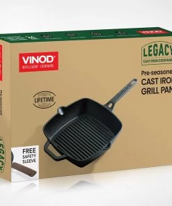 Vinod Cookware Vinod Legacy Pre - Seasoned Cast Iron Square Griddle - 24 Cm (Induction Friendly)