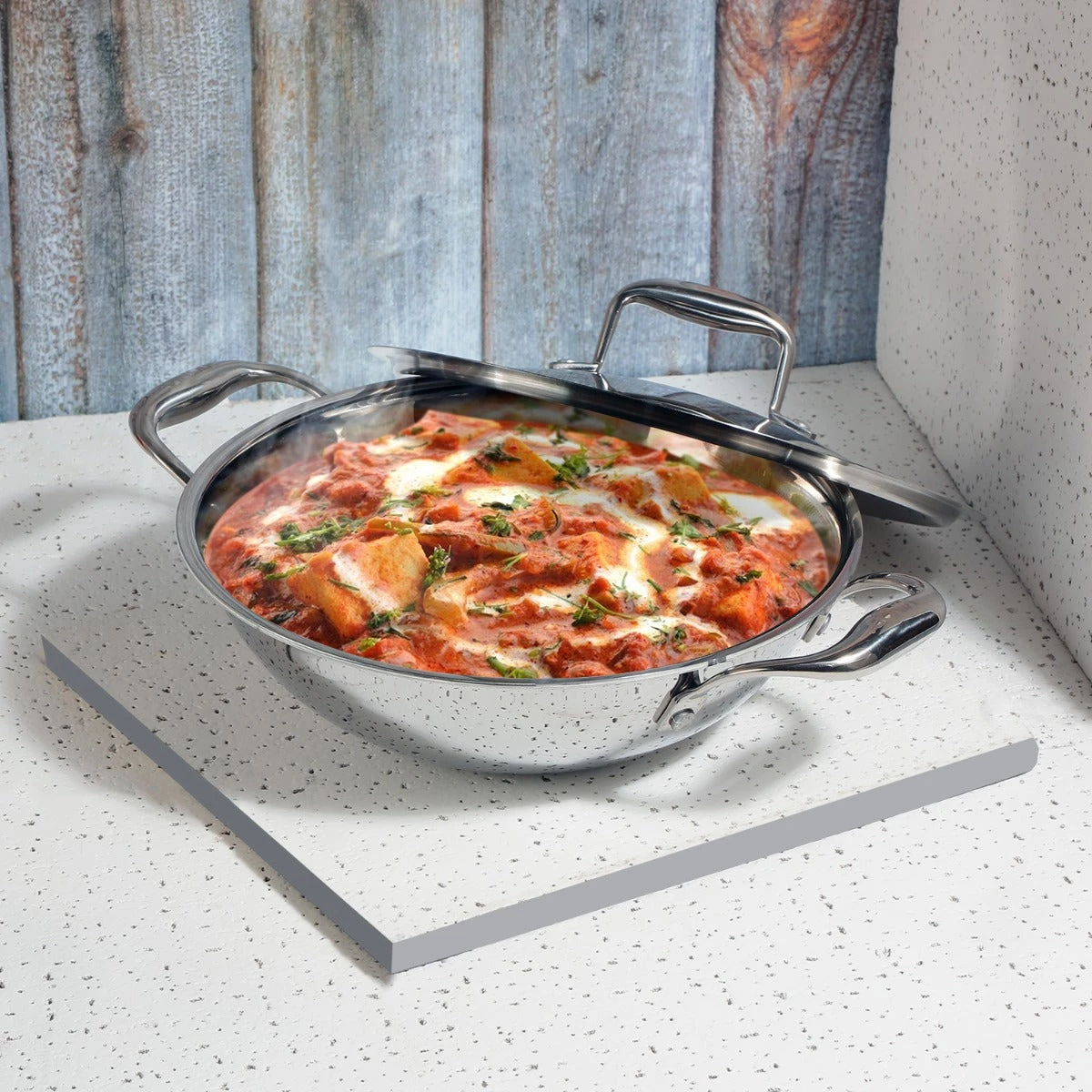 Vinod Cookware Vinod Platinum Triply Stainless Steel X Kadai (Induction Friendly) Cookware 1 Vinod Cookware Vinod Platinum Triply Stainless Steel X Kadai (Induction Friendly) Cookware