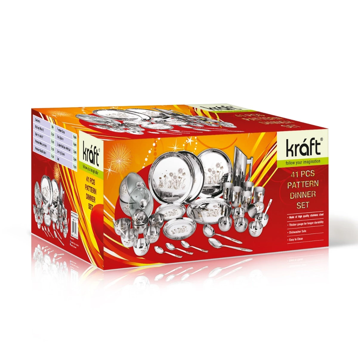 Vinod Cookware Kraft Stainlesss Steel Pattern Dinner Set 41 Pc Kraft Serveware 7 Vinod Cookware Kraft Stainlesss Steel Pattern Dinner Set 41 Pc Kraft Serveware