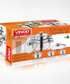 Vinod Cookware Vinod Stainless Steel Solid Milano Casserole Set - 3 Piece (Induction Friendly)