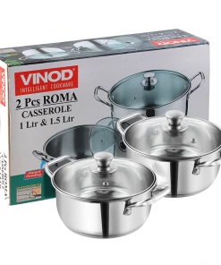 Vinod Cookware Vinod Stainless Steel Roma Casserole Set (Induction Friendly) Cookware 9 Vinod Cookware Vinod Stainless Steel Roma Casserole Set (Induction Friendly) Cookware