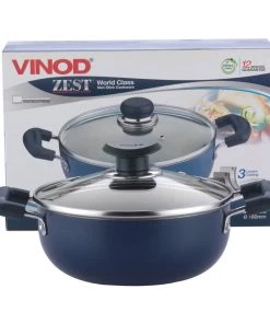 Vinod Cookware Cookware Vinod Zest Non-Stick Deep Kadai With Lid