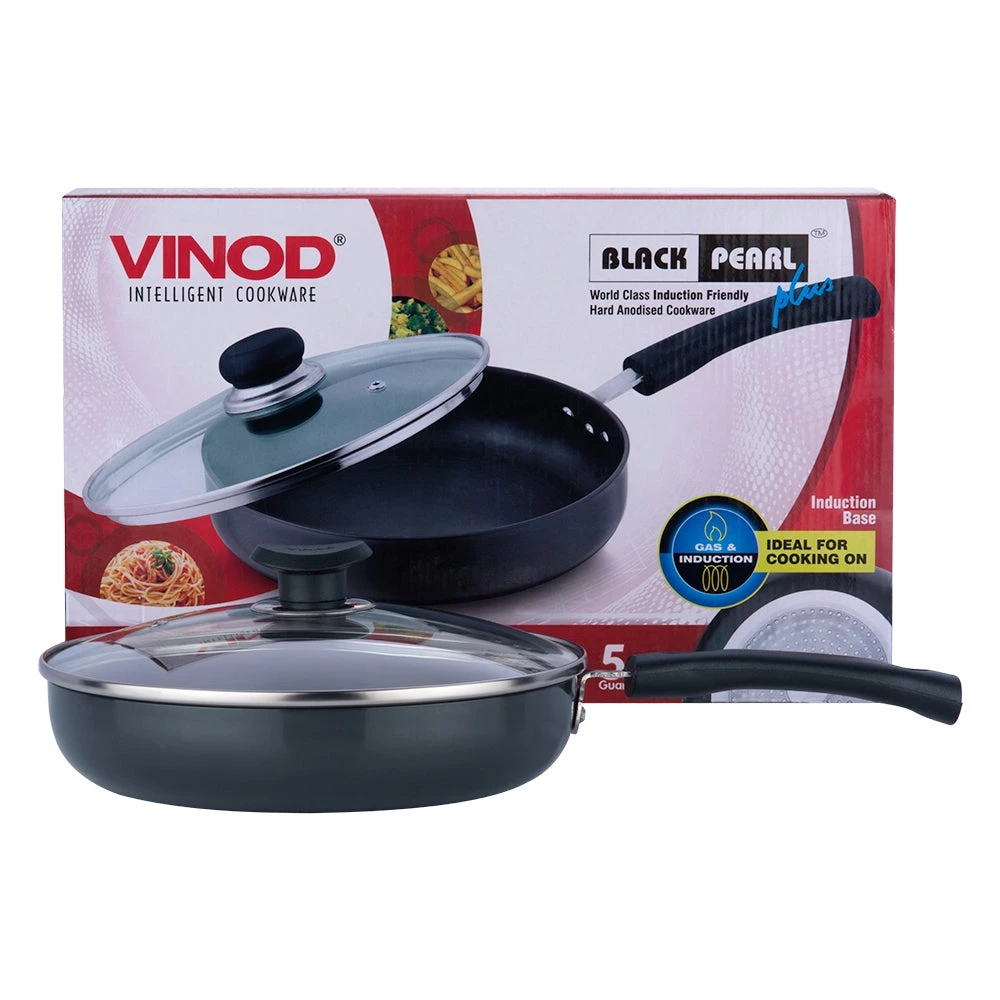 Vinod Cookware Vinod Hard Anodised Deep Frypan With Glass Lid - 24 Cm (Induction Friendly) 5 Vinod Cookware Vinod Hard Anodised Deep Frypan With Glass Lid - 24 Cm (Induction Friendly)