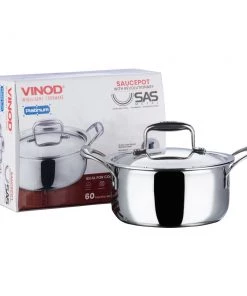 Vinod Cookware Vinod Platinum Triply Stainless Steel Saucepot With Lid (Induction Friendly) Cookware