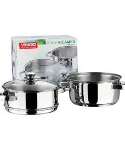 Vinod Cookware Vinod Stainless Steel 2 Tier Steamer With Lid (Induction Friendly) Cookware 15 Vinod Cookware Vinod Stainless Steel 2 Tier Steamer With Lid (Induction Friendly) Cookware