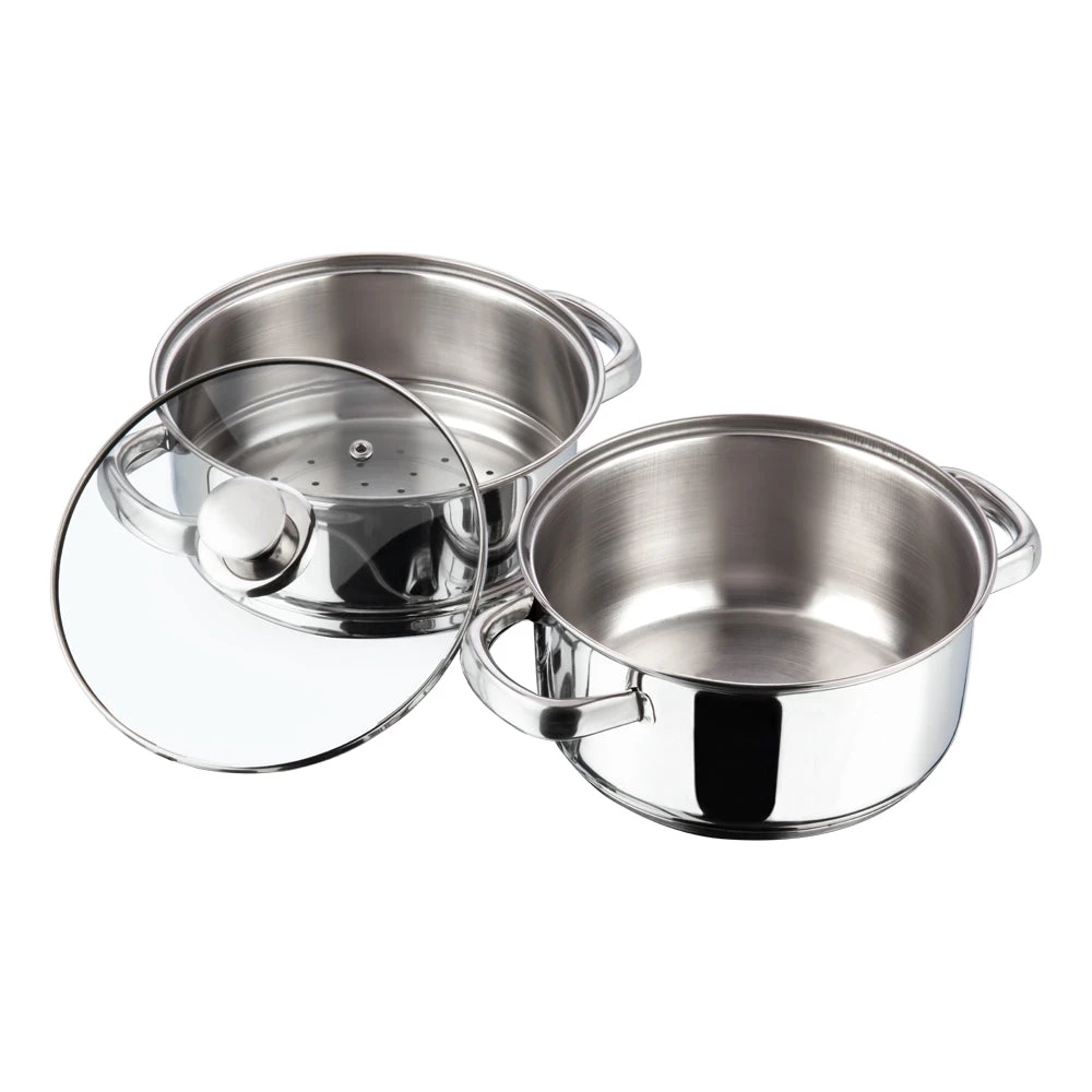 Vinod Cookware Vinod Stainless Steel 2 Tier Steamer With Lid (Induction Friendly) Cookware 2 Vinod Cookware Vinod Stainless Steel 2 Tier Steamer With Lid (Induction Friendly) Cookware