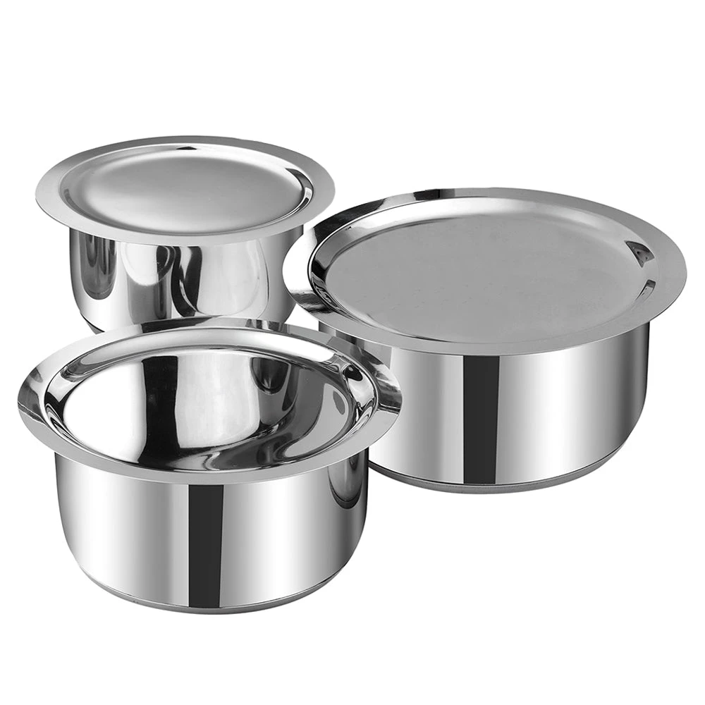 Vinod Cookware Vinod Stainless Steel 3 Pc Tope Set With Lid (Induction Friendly) Cookware 2 Vinod Cookware Vinod Stainless Steel 3 Pc Tope Set With Lid (Induction Friendly) Cookware